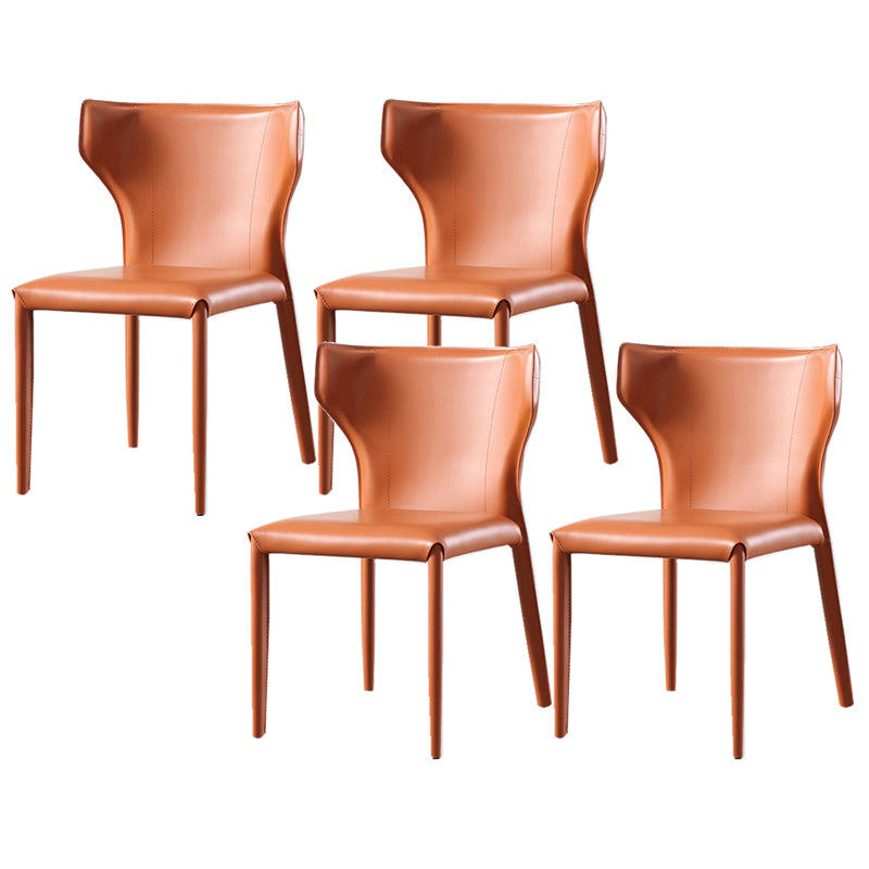 Wingback Armless Dining Chairs Modern Faux Leather Side Chair