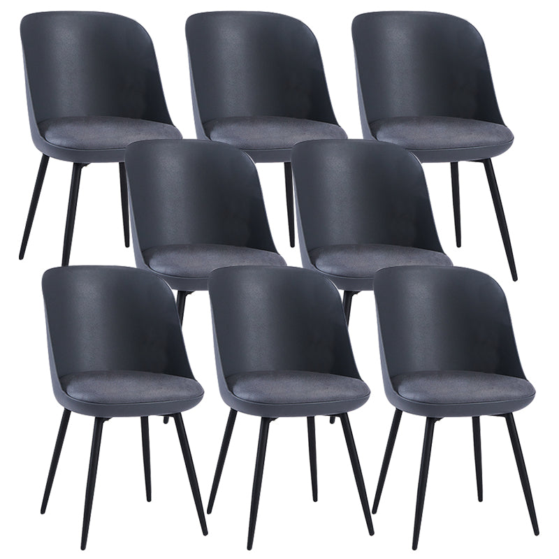 Contemporary Upholstered Dining Chairs Faux Leather and Metal Side Chair