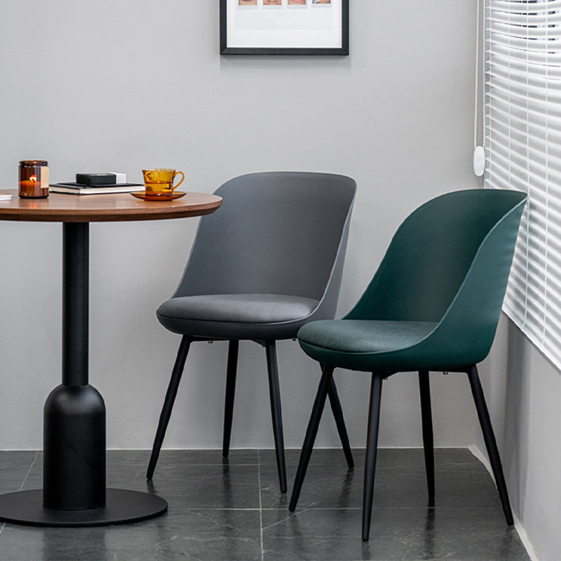 Contemporary Upholstered Dining Chairs Faux Leather and Metal Side Chair