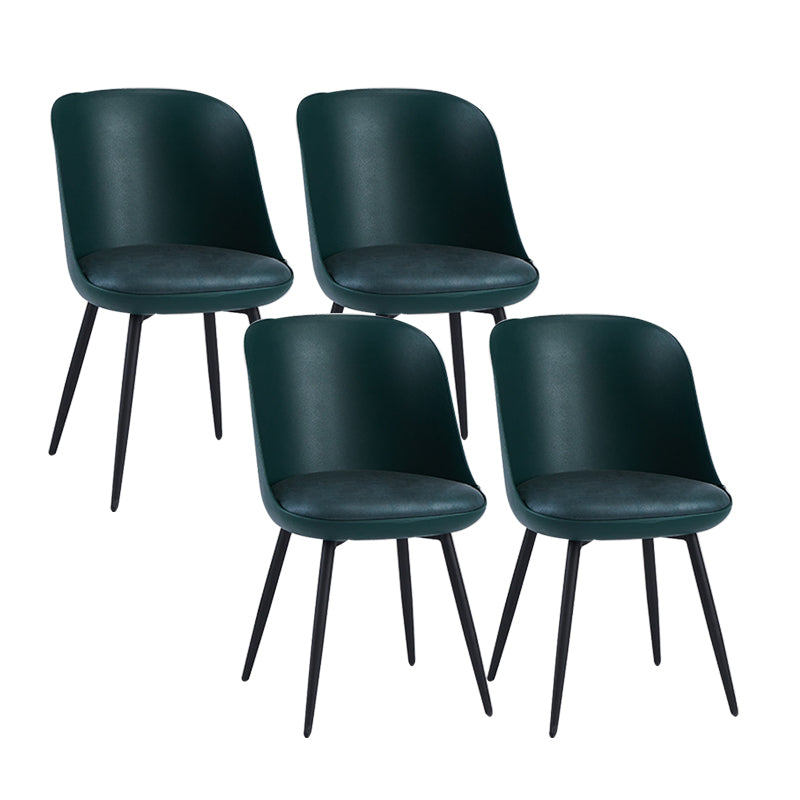 Contemporary Upholstered Dining Chairs Faux Leather and Metal Side Chair