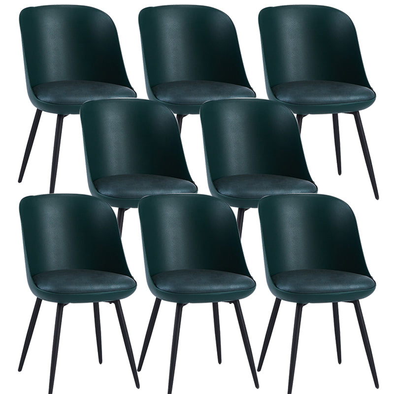 Contemporary Upholstered Dining Chairs Faux Leather and Metal Side Chair