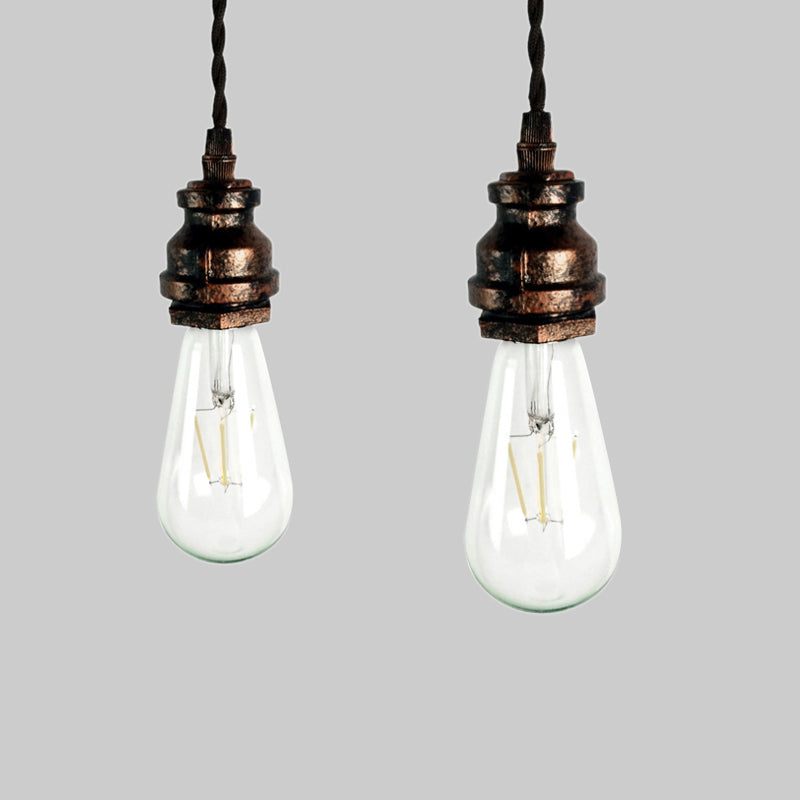 1 Bulb Mini Afferma del soffitto in sospeso Light Vintage Style Nero/Rust Metallic Regolable a sospensione con design del tubo