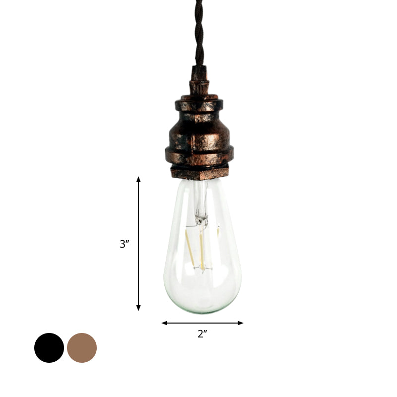 1 Bulb Mini Afferma del soffitto in sospeso Light Vintage Style Nero/Rust Metallic Regolable a sospensione con design del tubo