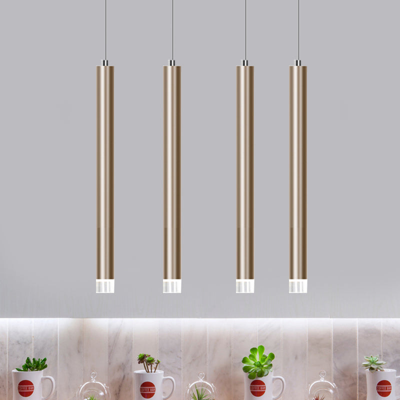 Flute Ceiling Pendant Light Modern Metal 1 Head Gold LED Pendant Light for Bar Counter in Warm/White Light, 12"/19.5"/23.5" Height