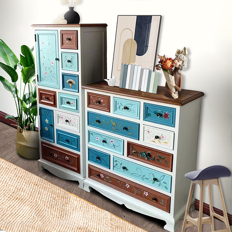Nautical Bedroom Storage Chest Wooden Vertical Chest with 12 Drawers