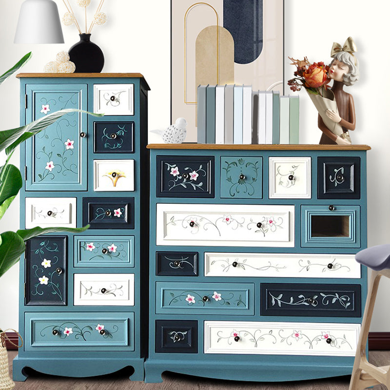 Nautical Bedroom Storage Chest Wooden Vertical Chest with 12 Drawers