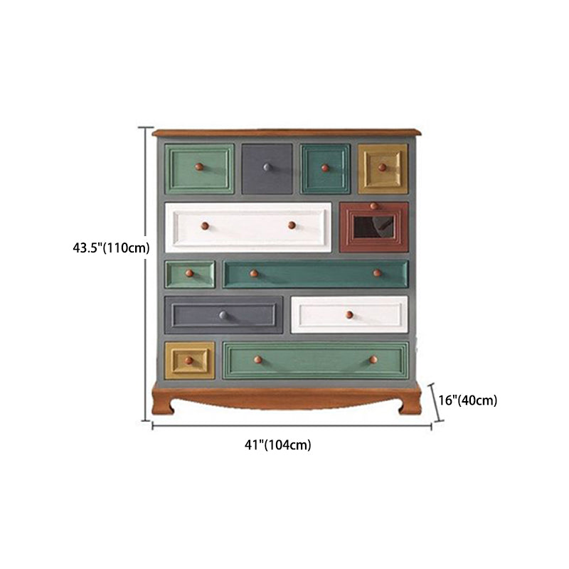 Nautical Bedroom Storage Chest Wooden Vertical Chest with 12 Drawers