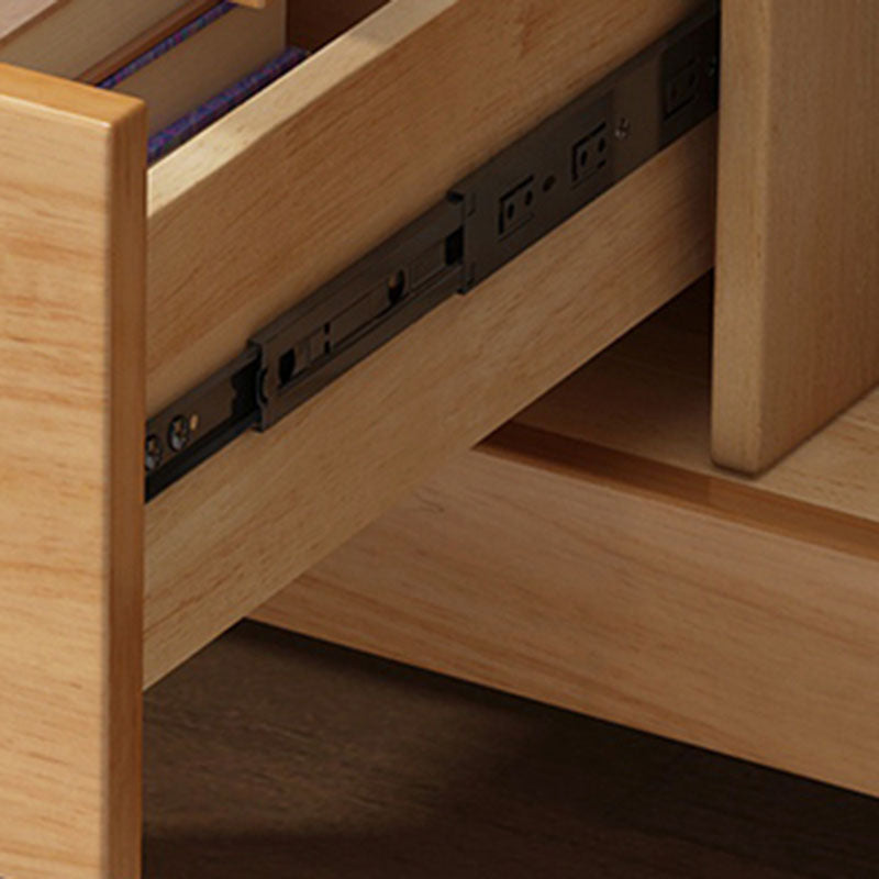 Contemporary Rubber Wood Storage Chest Horizontal Chest with Drawers