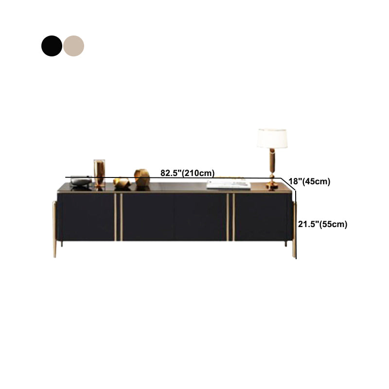 Glam Glass TV Media Stand Enclosed Storage Media Console TV Stand