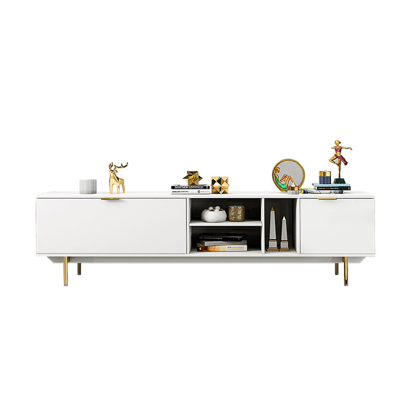 Modern Enclosed Storage TV Stand Wooden TV Cabinet with Splayed Metal Legs