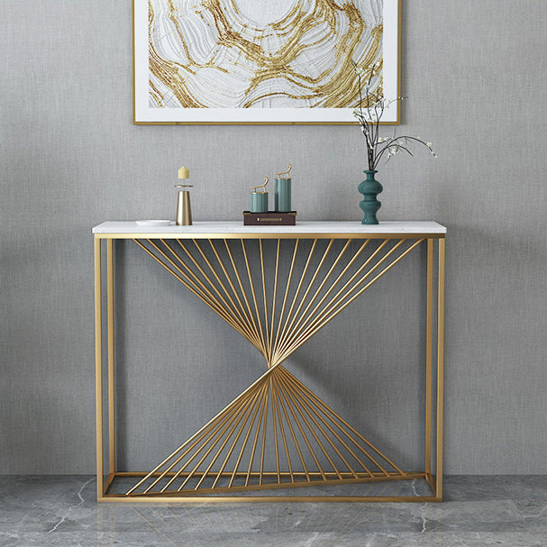 Glam Marble Console Table 12" W White Rectangle Sofa Table for Hall