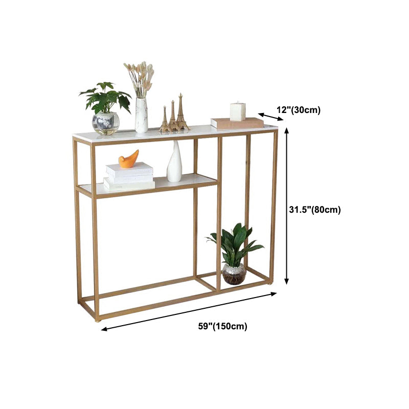 12" W Glam Marble Console Table Stain Resistant Frame Accent Table for Hall