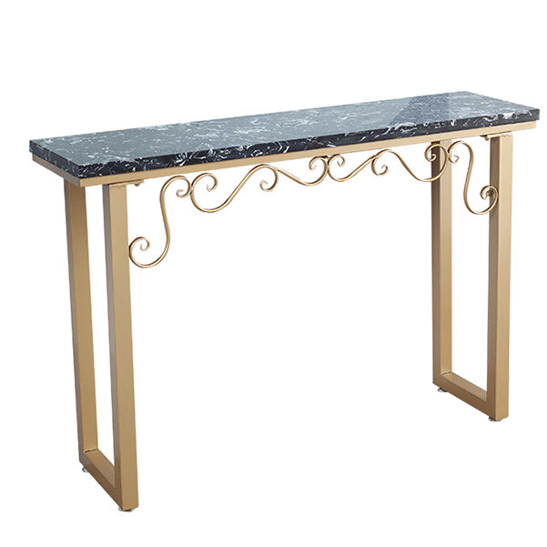 Glam Marble Console Table 12" W Rectangle Sled Accent Table for Hall