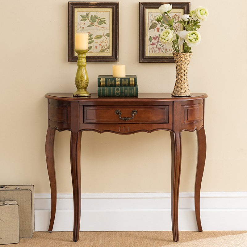 Solid Wood Console Table 13" W Mid-Century Modern Storage Console