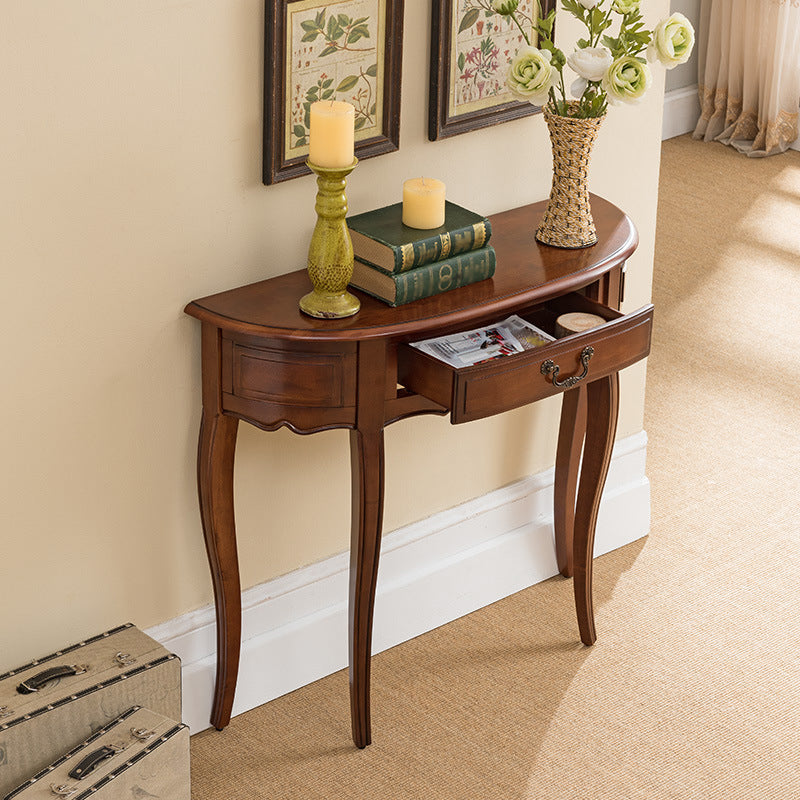 Solid Wood Console Table 13" W Mid-Century Modern Storage Console