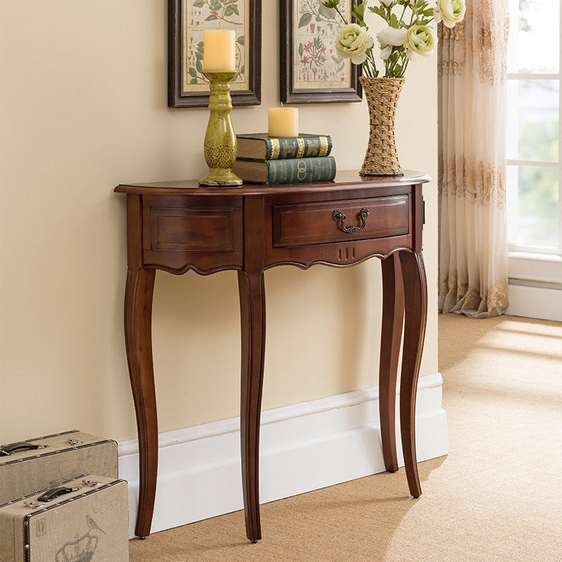 Solid Wood Console Table 13" W Mid-Century Modern Storage Console