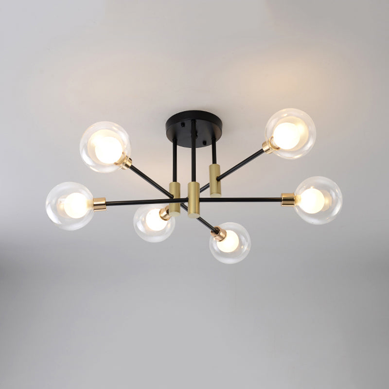 Glass Sputnik Shape Flush Ceiling Light Modern Multi Lights Flush Light Fixtures
