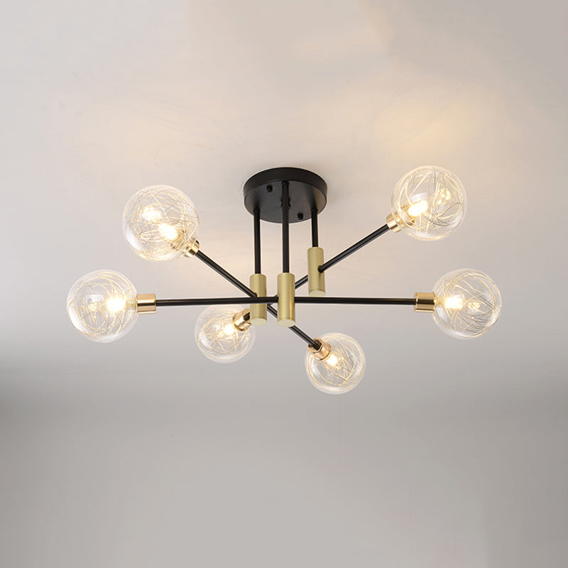 Glass Sputnik Shape Flush Ceiling Light Modern Multi Lights Flush Light Fixtures