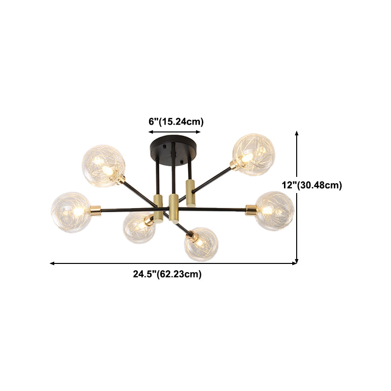 Glass Sputnik Shape Flush Ceiling Light Modern Multi Lights Flush Light Fixtures