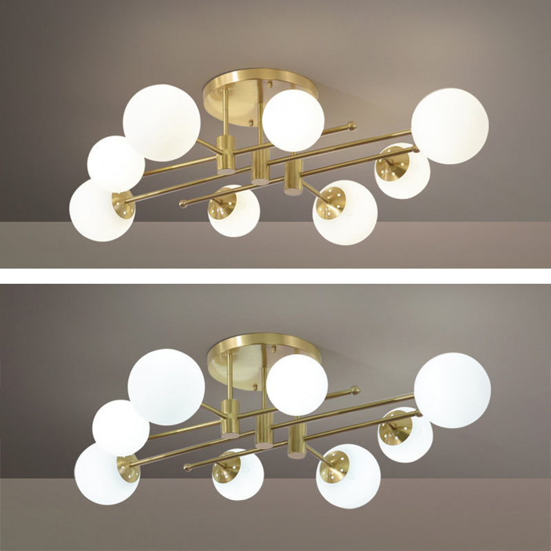 Glass Sputnik Shape Flush Ceiling Light Modern Multi Lights Flush Light Fixtures in Gold