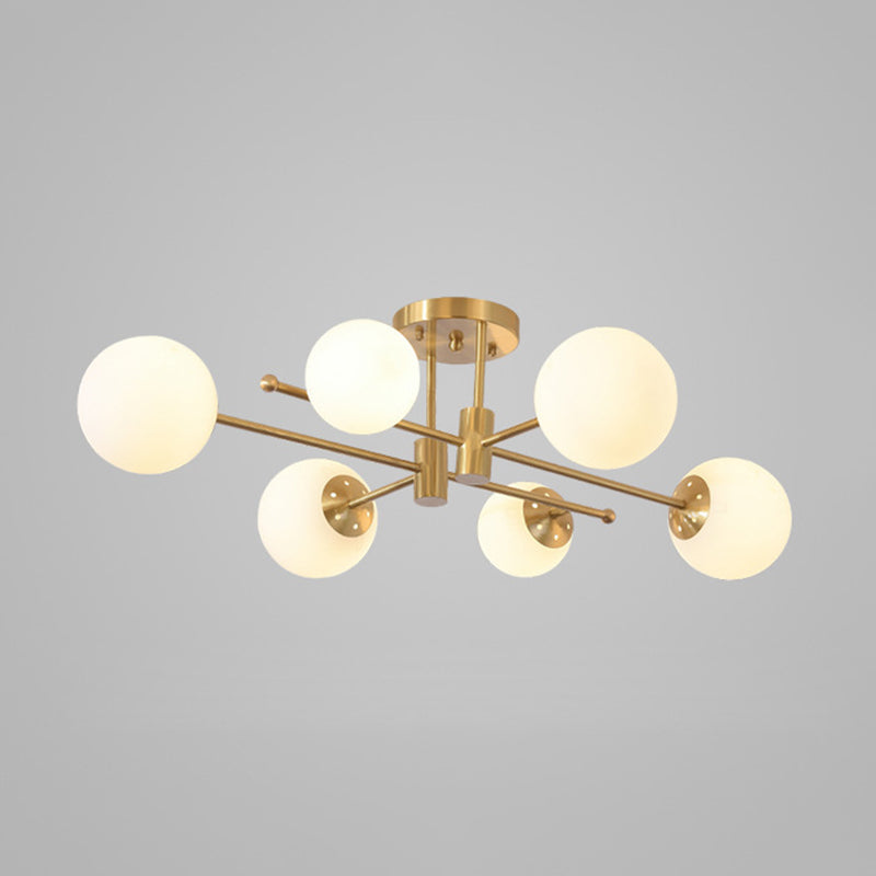 Glass Sputnik Shape Flush Ceiling Light Modern Multi Lights Flush Light Fixtures in Gold