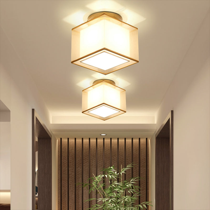 Fabric Geometric Shape Flush Ceiling Light Modern 1 Light Flush Light Fixtures