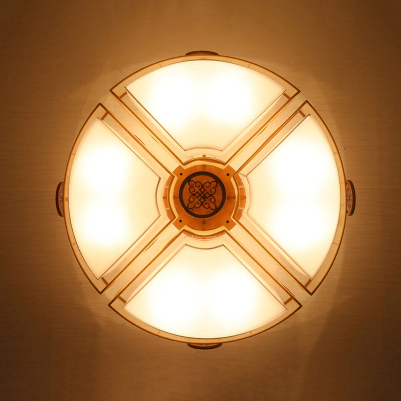 Fabric Geometric Flush Ceiling Light Modern Multi Lights Flush Light Fixtures in Brass