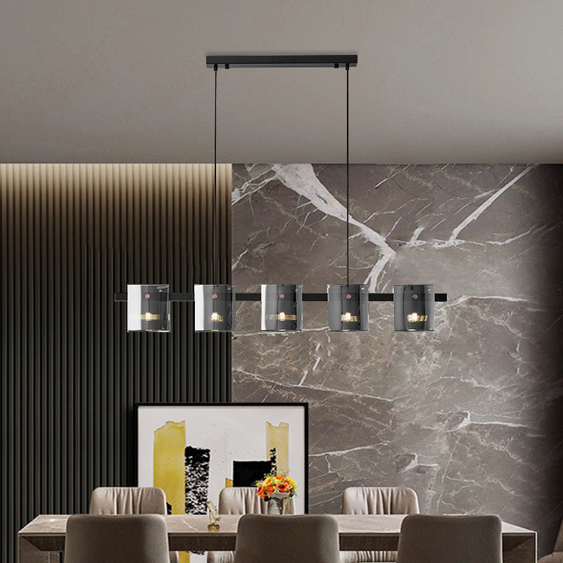 Glass Island Pendant Modern Style Island Light Fixtures for Living Room
