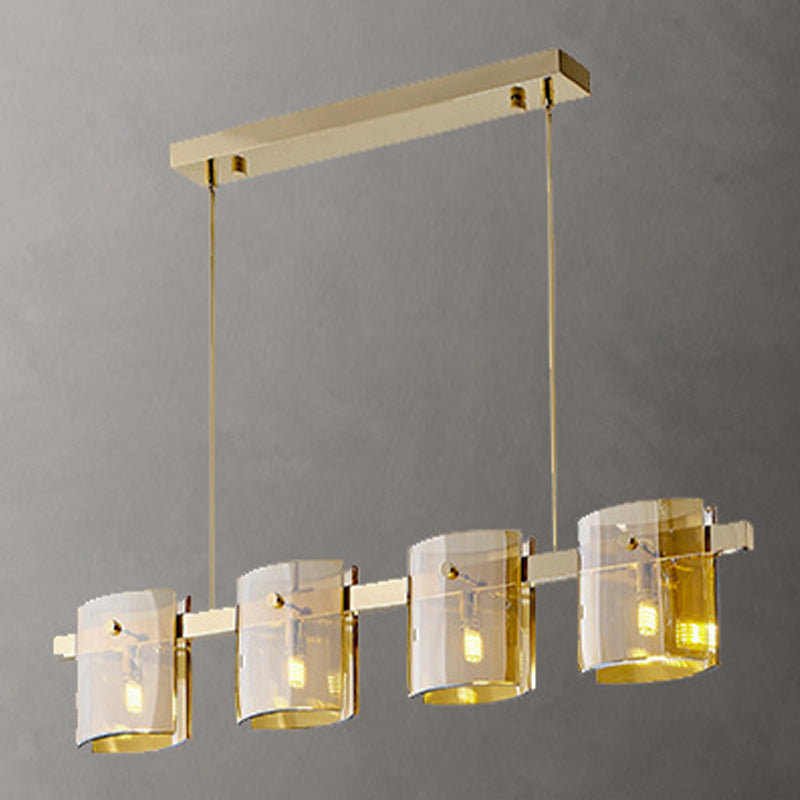 Glass Island Pendant Modern Style Island Light Fixtures for Living Room