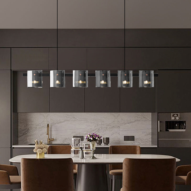 Glass Island Pendant Modern Style Island Light Fixtures for Living Room