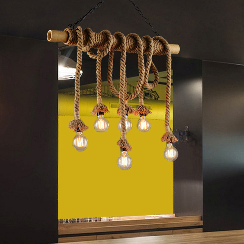 Industrial Style Island Lights Metal 3/6/8 Lights Pendant Light in Brown