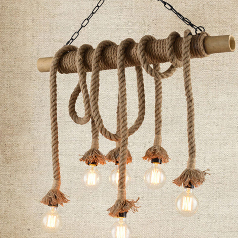 Industrial Style Island Lights Metal 3/6/8 Lights Pendant Light in Brown