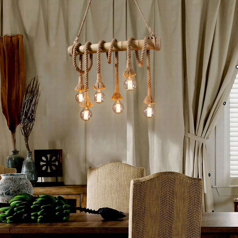Industrial Style Island Lights Metal 3/6/8 Lights Pendant Light in Brown