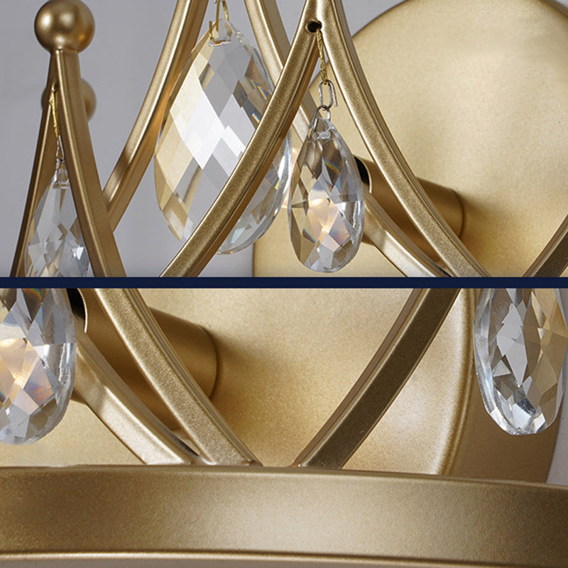Crystal Crown Shape Wall Lights Modern Style 1 Light Wall Light Sconce in Brass