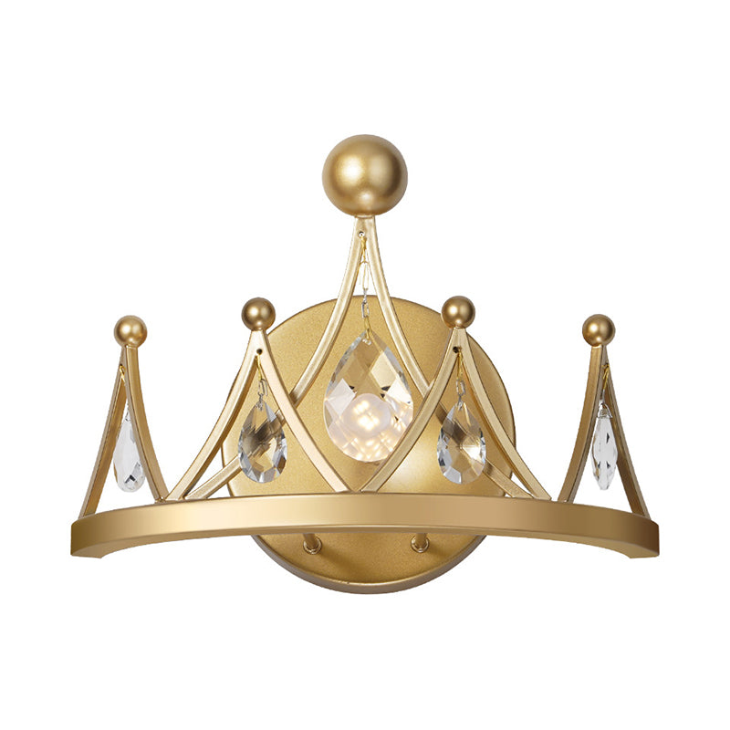 Crystal Crown Shape Wall Lights Modern Style 1 Light Wall Light Sconce in Brass