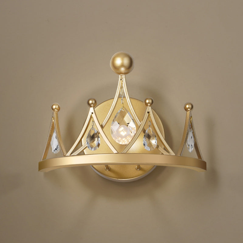 Crystal Crown Shape Wall Lights Modern Style 1 Light Wall Light Sconce in Brass