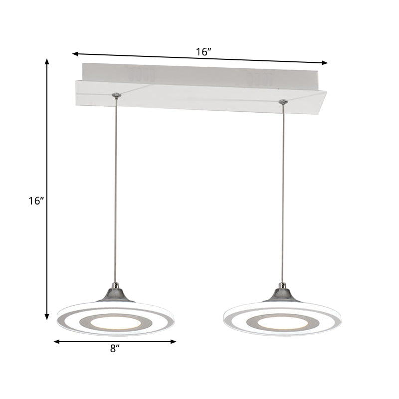 Kreis Speisesaal Island Decke Anhänger Acryl 2/3-Kopf-LED-LED-MINALISTE LAMPING LAMPS KIT IN WARM/Weiße Licht