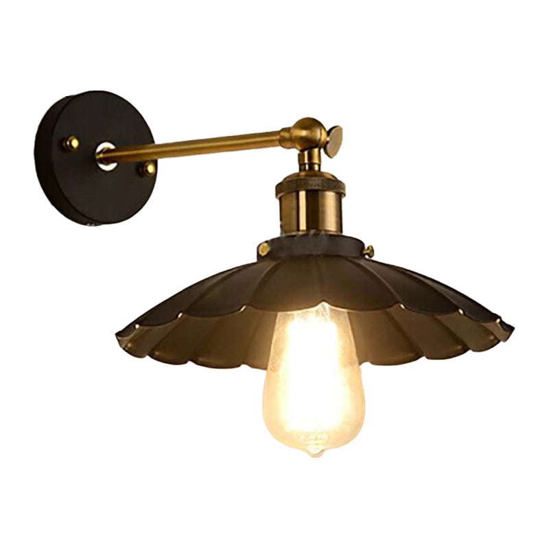 Metal Geometric Shape Wall Lights Industrial 1-Light Wall Light Sconce in Black