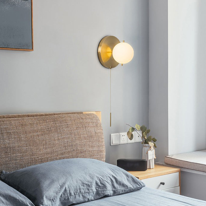 Nordic Wall Mount Light Modern Simple Round Glass Shade Wall Sconce Light for Living Room