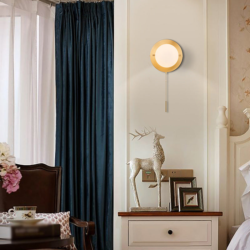 Nordic Wall Mount Light Modern Simple Round Glass Shade Wall Sconce Light for Living Room