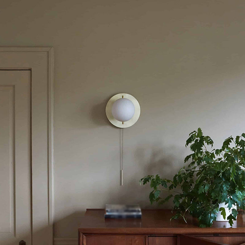 Nordic Wall Mount Light Modern Simple Round Glass Shade Wall Sconce Light for Living Room
