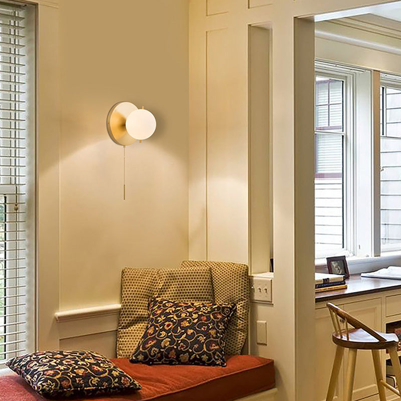 Nordic Wall Mount Light Modern Simple Round Glass Shade Wall Sconce Light for Living Room