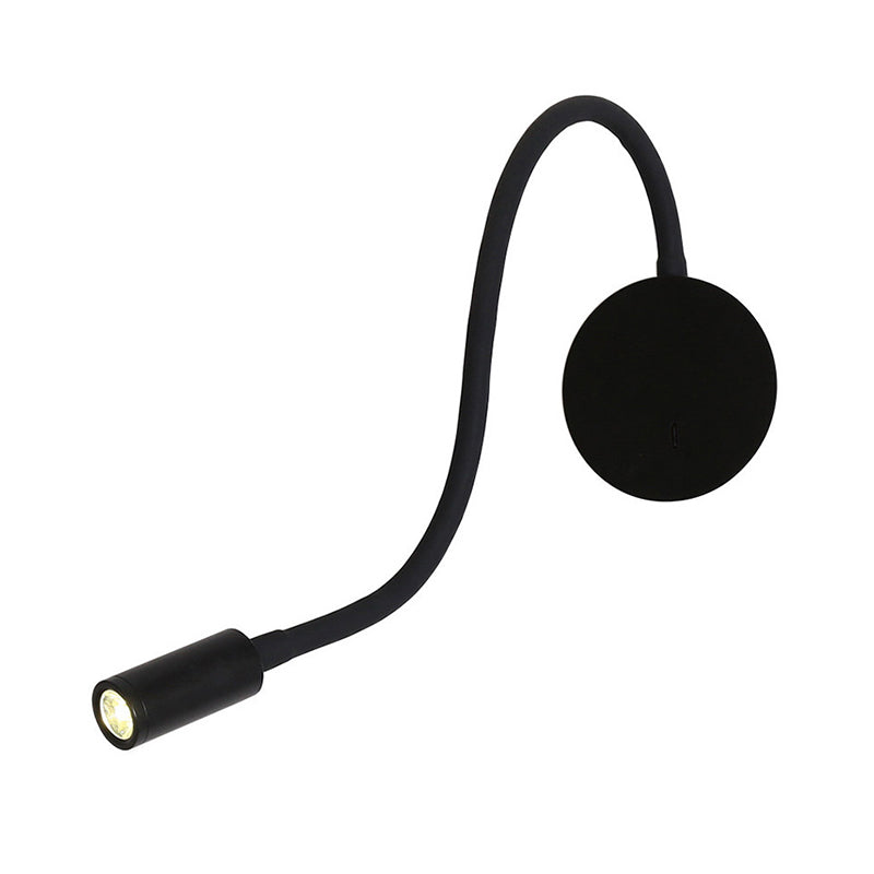 Round Shape Reading Wall Lighting Modern Style Metal Wall Mounted Lighting in Black