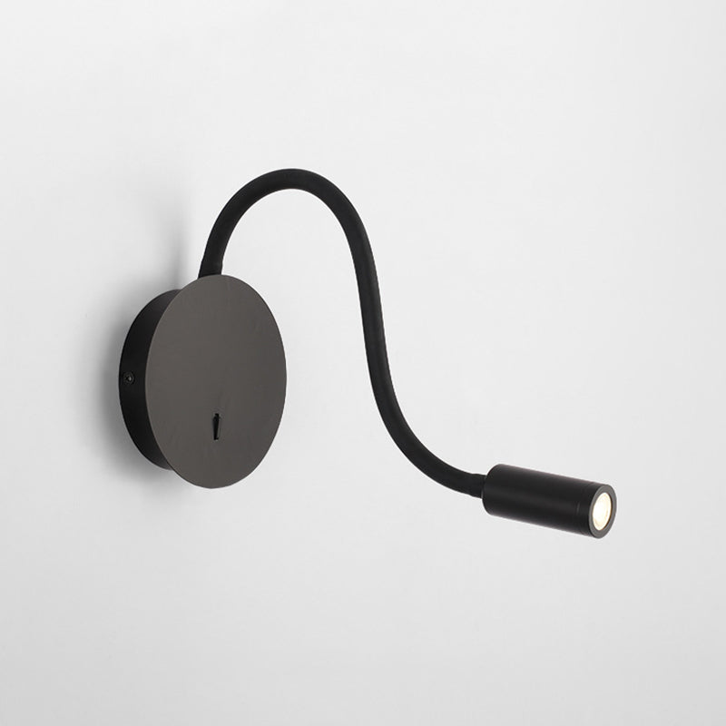 Round Shape Reading Wall Lighting Modern Style Metal Wall Mounted Lighting in Black