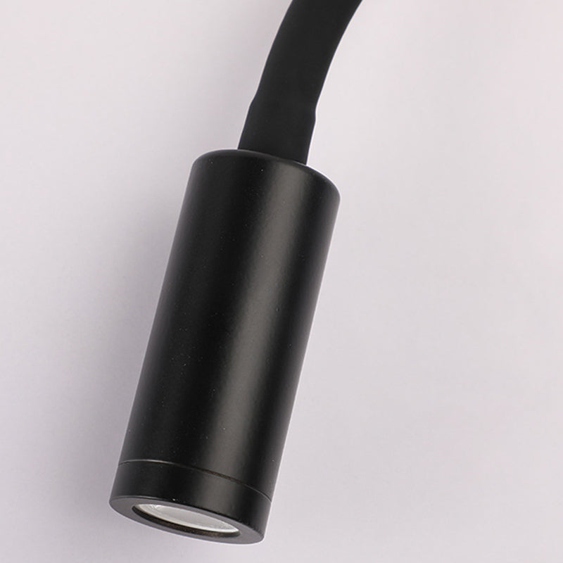 Round Shape Reading Wall Lighting Modern Style Metal Wall Mounted Lighting in Black