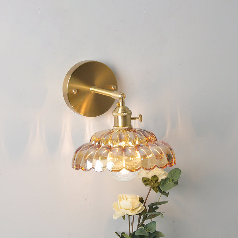 1 Light Geometric Wall Mounted Light Fixture Industrial Style Glass Wall Sconce Lights in Gold