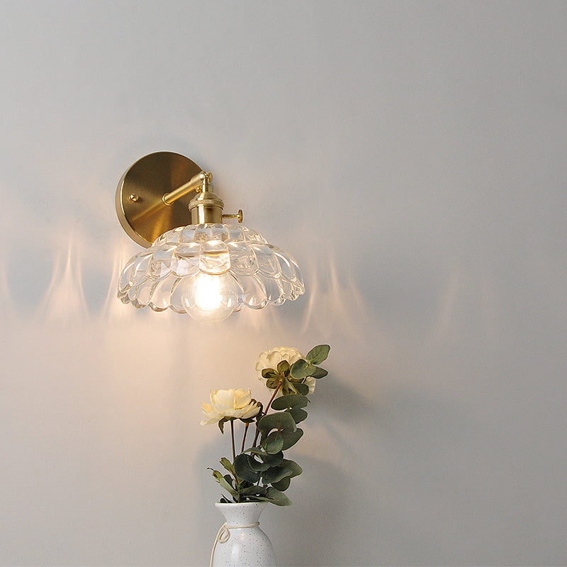1 Light Geometric Wall Mounted Light Fixture Industrial Style Glass Wall Sconce Lights in Gold
