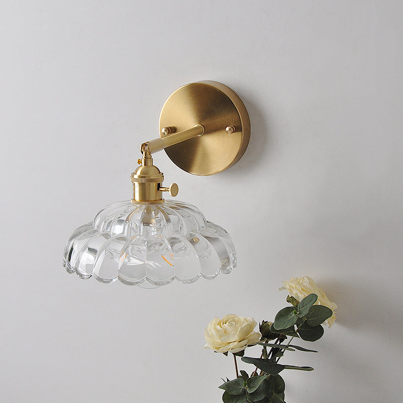 1 Light Geometric Wall Mounted Light Fixture Industrial Style Glass Wall Sconce Lights in Gold