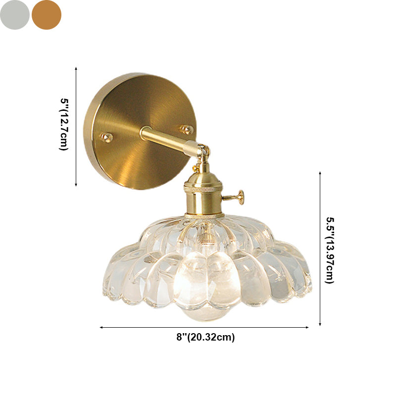 1 Light Geometric Wall Mounted Light Fixture Industrial Style Glass Wall Sconce Lights in Gold