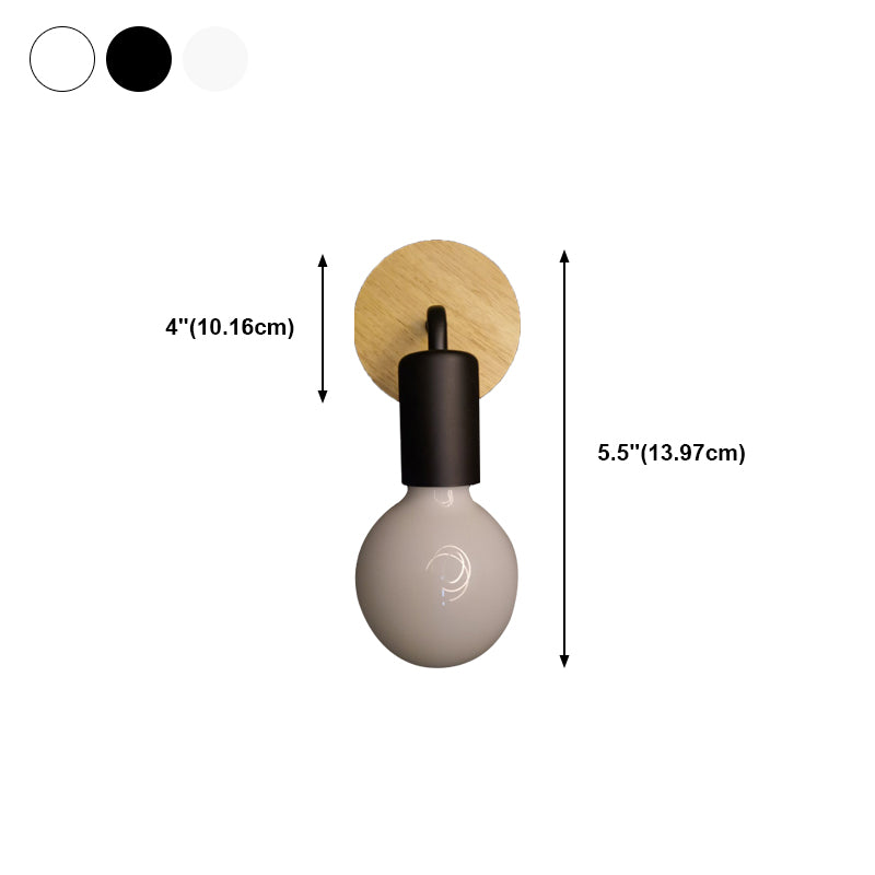 Modern Creative Wood Wall Lamp 1-Light Bare Bulb Wall Light for Bedroom